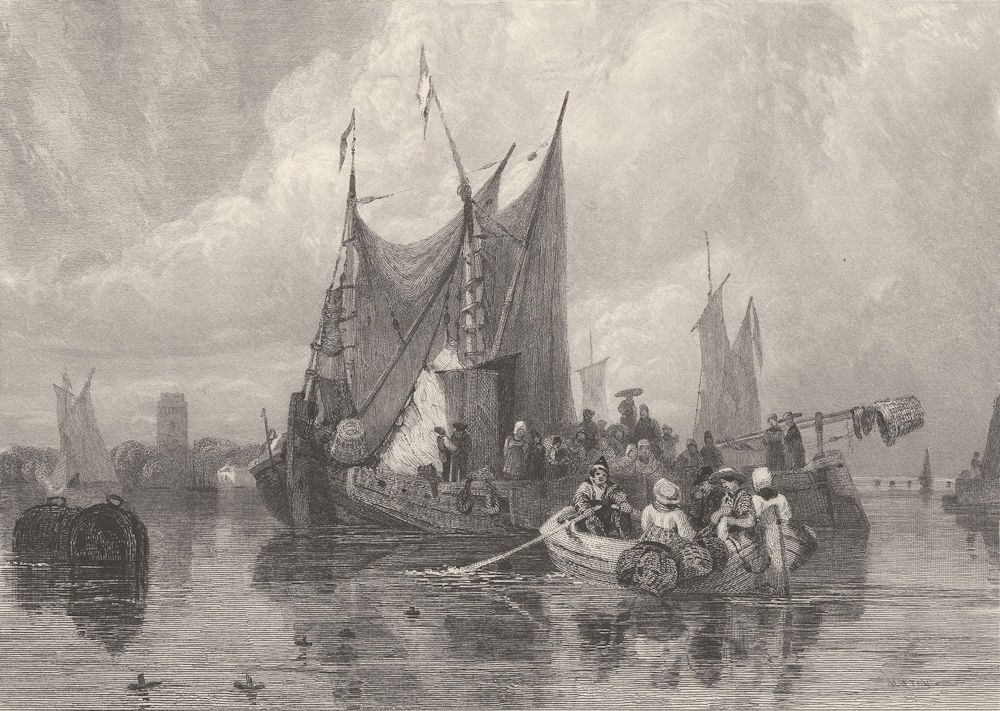 NETHERLANDS. River Dorte, Holland 1836 old antique vintage print picture