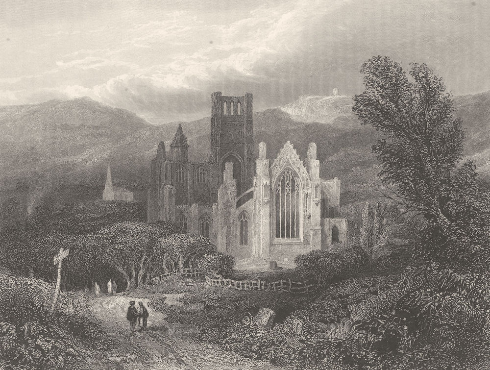 SCOTLAND. Melrose Abbey, Roxburgshire 1836 old antique vintage print picture