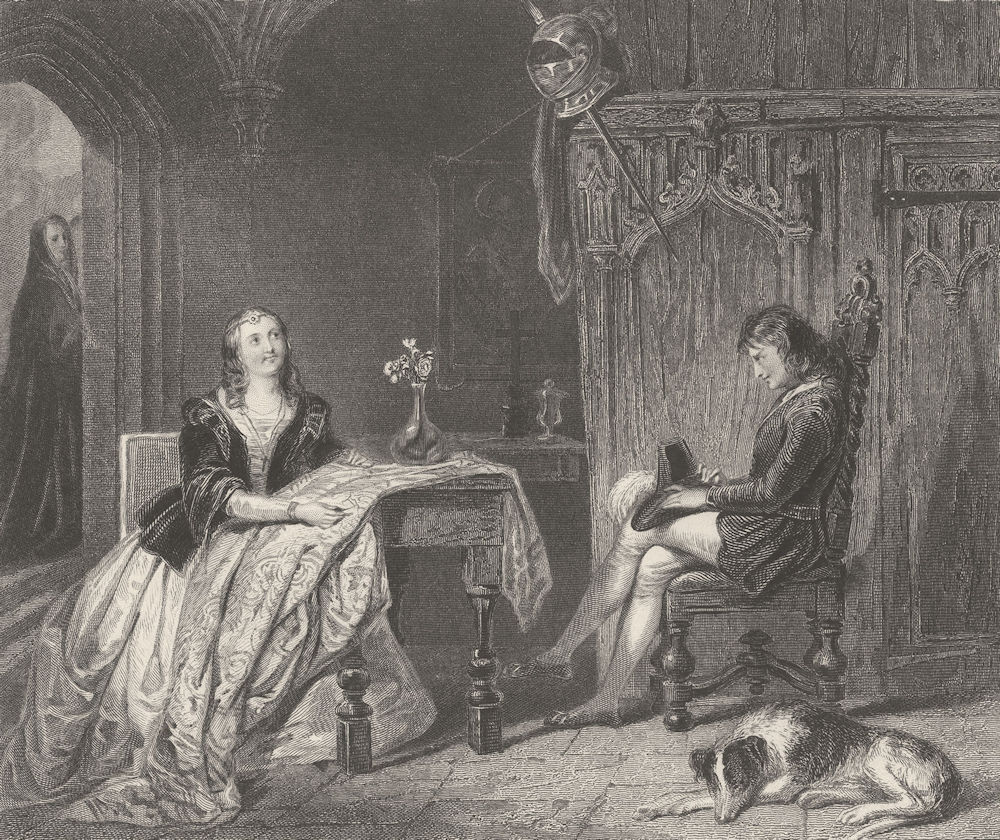 WALTER SCOTT. Roland Graeme, Catherine Seyton. Abbot 1836 old antique print