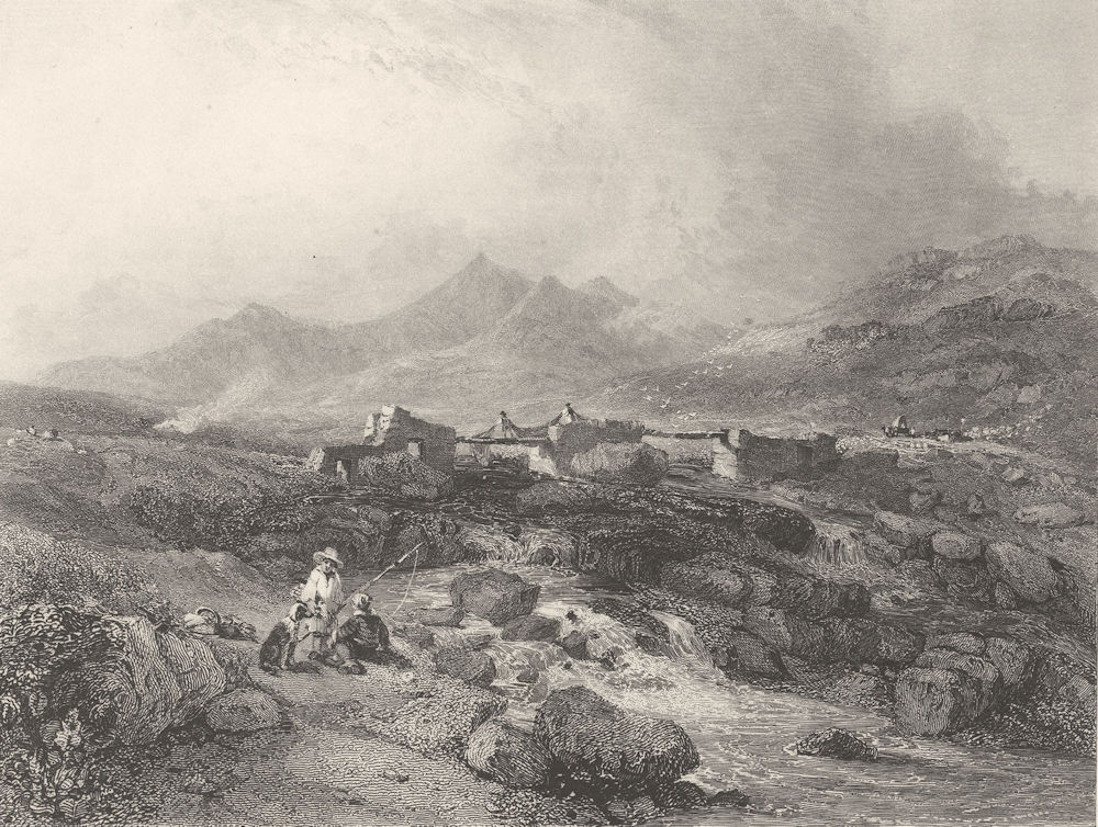 WALES. Pen-y-Gwryd, with Snowdon, Caernarvonshire 1836 old antique print