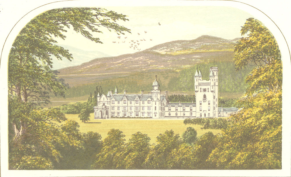 BALMORAL CASTLE , Royal private residence 1890 old antique print picture
