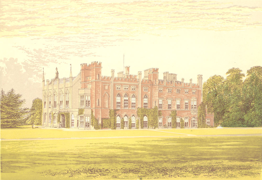 CASSIOBURY PARK, Watford, Hertfordshire (Earl of Essex) 1890 old antique print