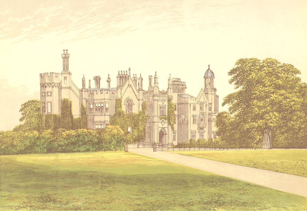 DANBURY PALACE, Maldon, Essex (Bishop of Rochester) 1890 old antique print