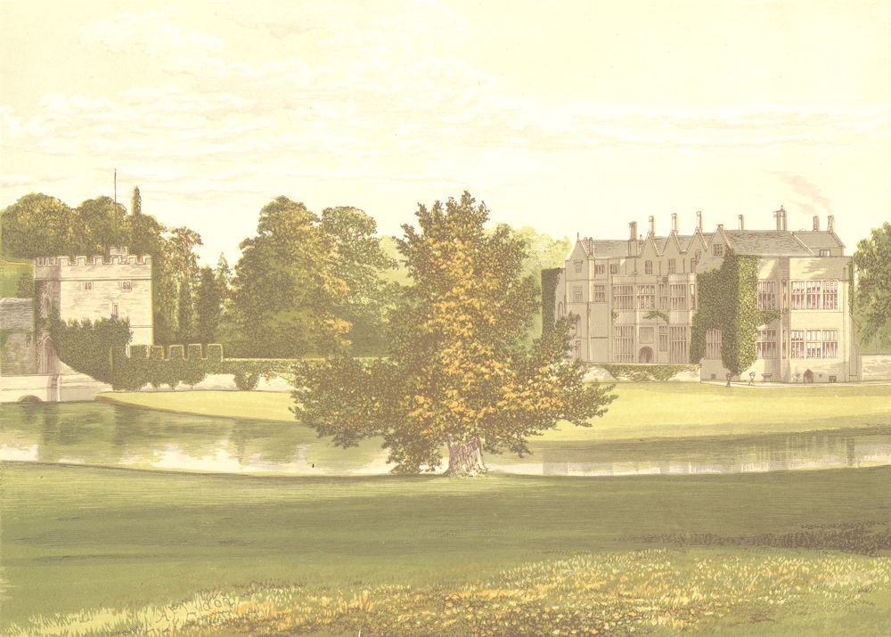 BROUGHTON CASTLE, Banbury, Oxfordshire (Lord Sykes & Sele) 1891 old print