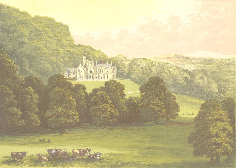 PHILIPHAUGH, Selkirk, Selkirkshire (Murray, Baronet) 1891 old antique print