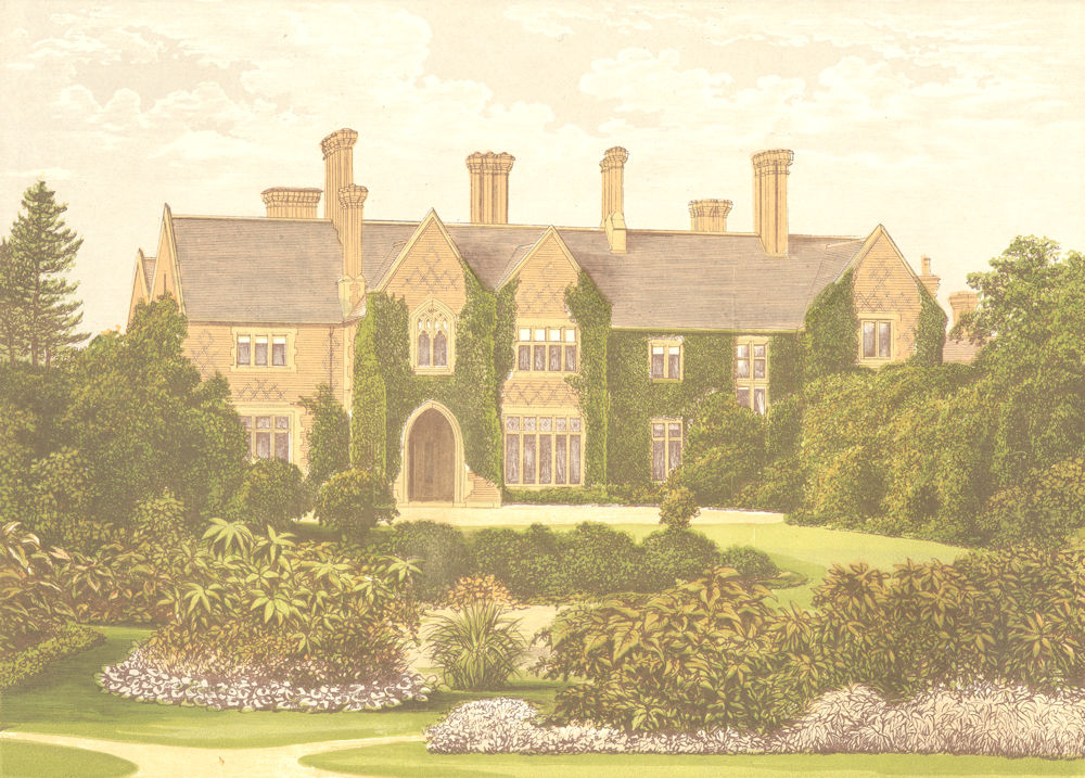 OXLEY MANOR, Wolverhampton, Staffordshire (Staveley-Hill) 1892 old print