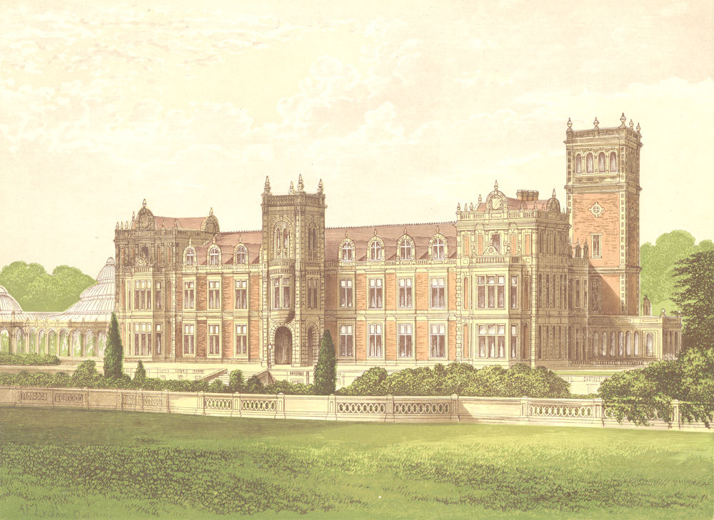 SOMERLEYTON, Lowestoft, Suffolk (Crossley, Baronet) 1892 old antique print
