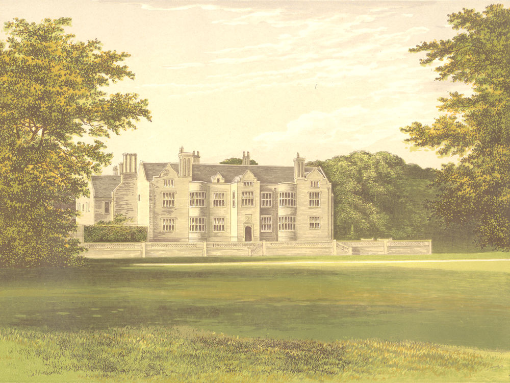 GLYNDE PLACE, Lewes, Sussex (Viscount Hampden) 1893 old antique print picture