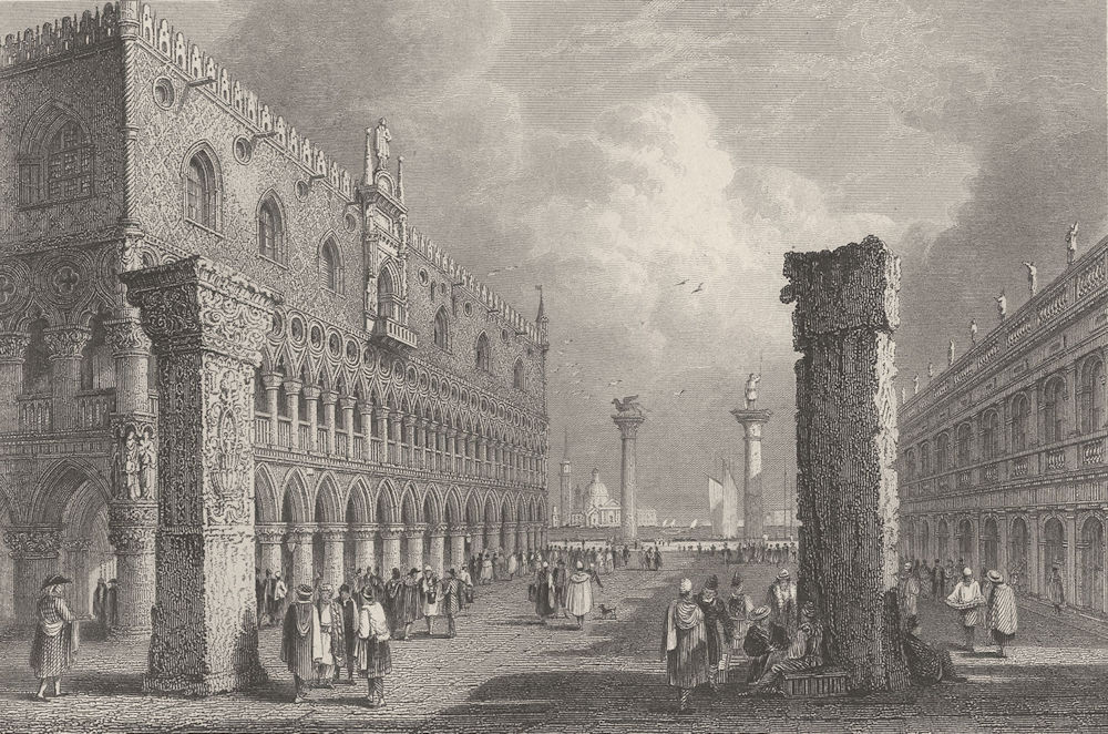 ITALY. Piazetta, Venice ; Finden 1833 old antique vintage print picture