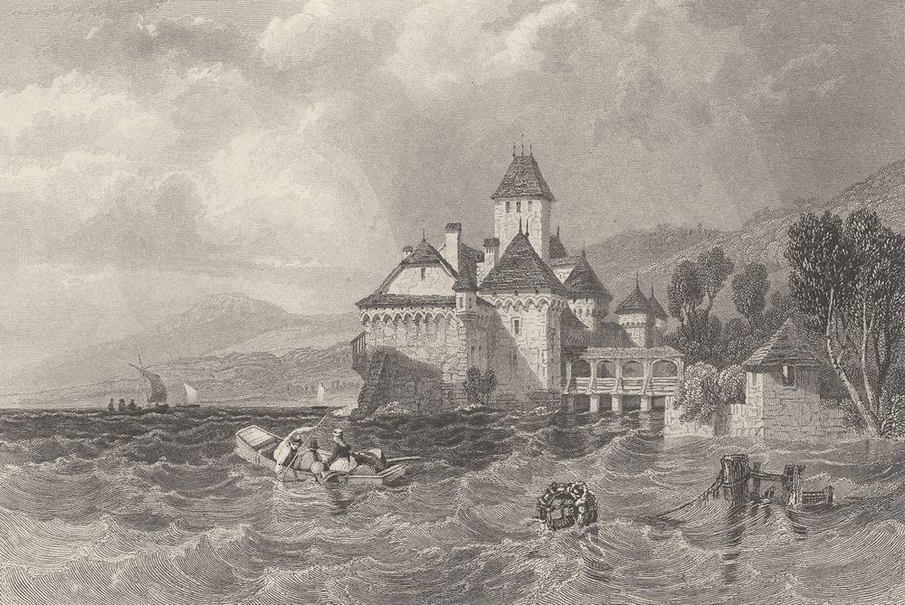 SWITZERLAND. Castle of Chillon; Finden 1833 old antique vintage print picture