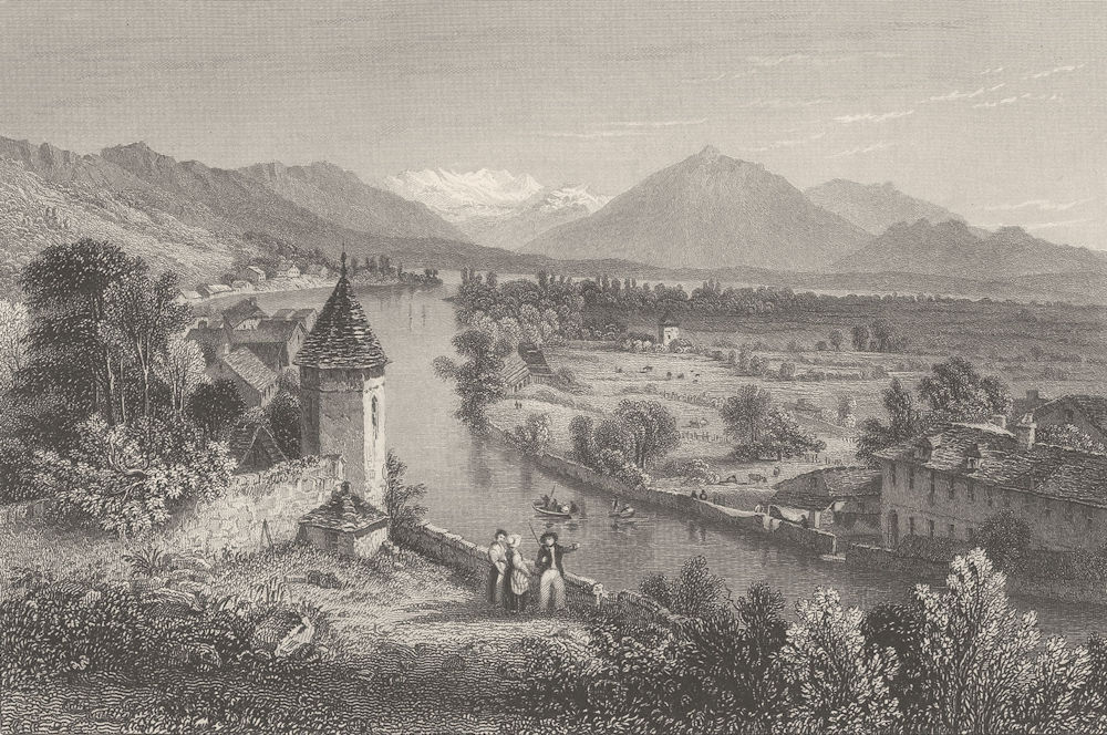 SWITZERLAND. Thun ; Finden 1833 old antique vintage print picture