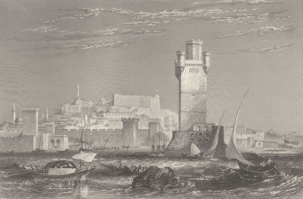GREECE. Rhodes ; Finden 1833 old antique vintage print picture