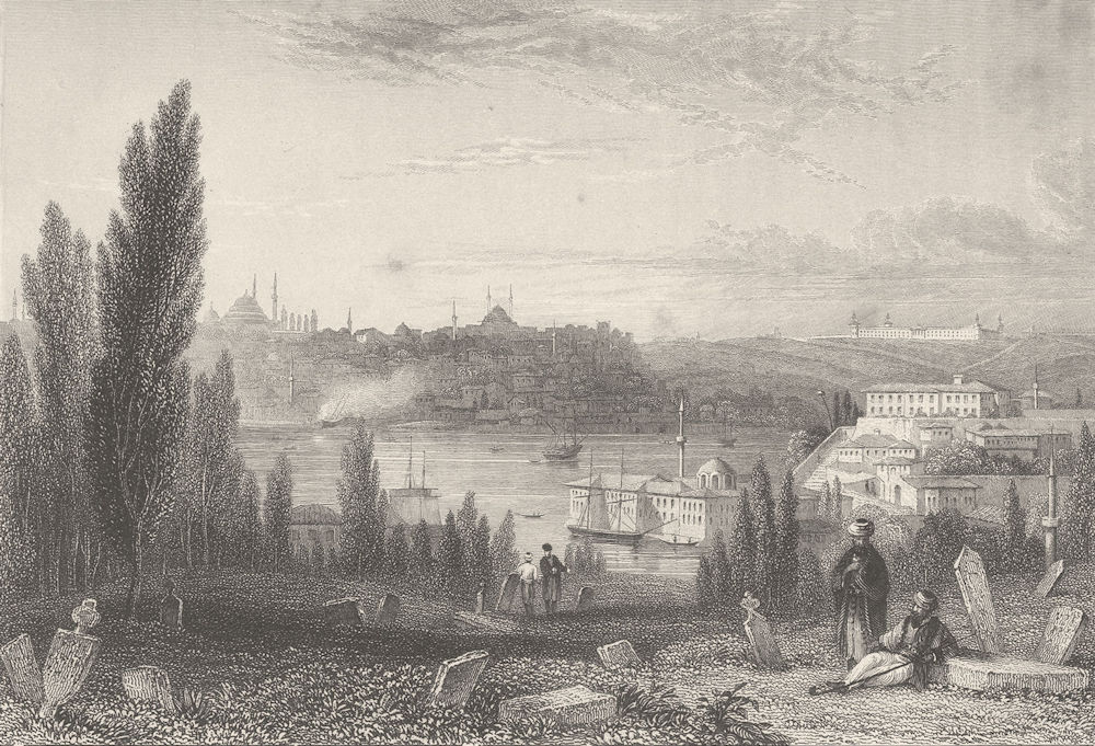 TURKEY. Istanbul, from Pera Hill. Finden 1834 old antique print picture