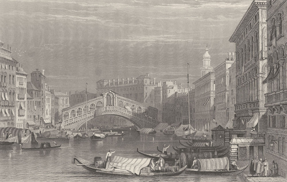 ITALY. Rialto, Venice. Finden 1834 old antique vintage print picture