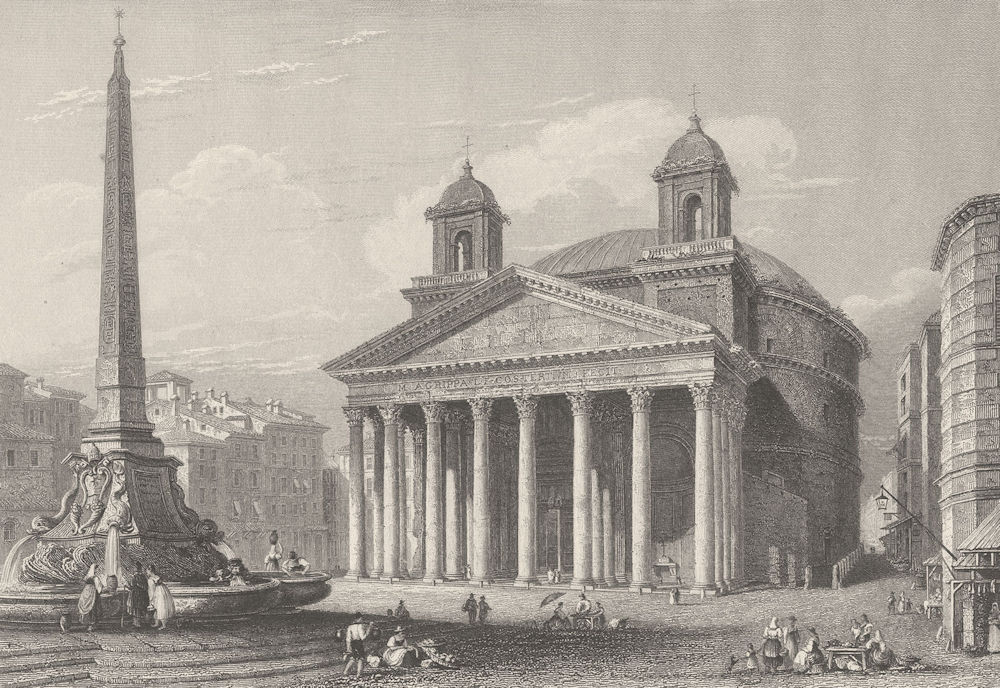 ITALY. Pantheon, Rome ; Finden 1834 old antique vintage print picture