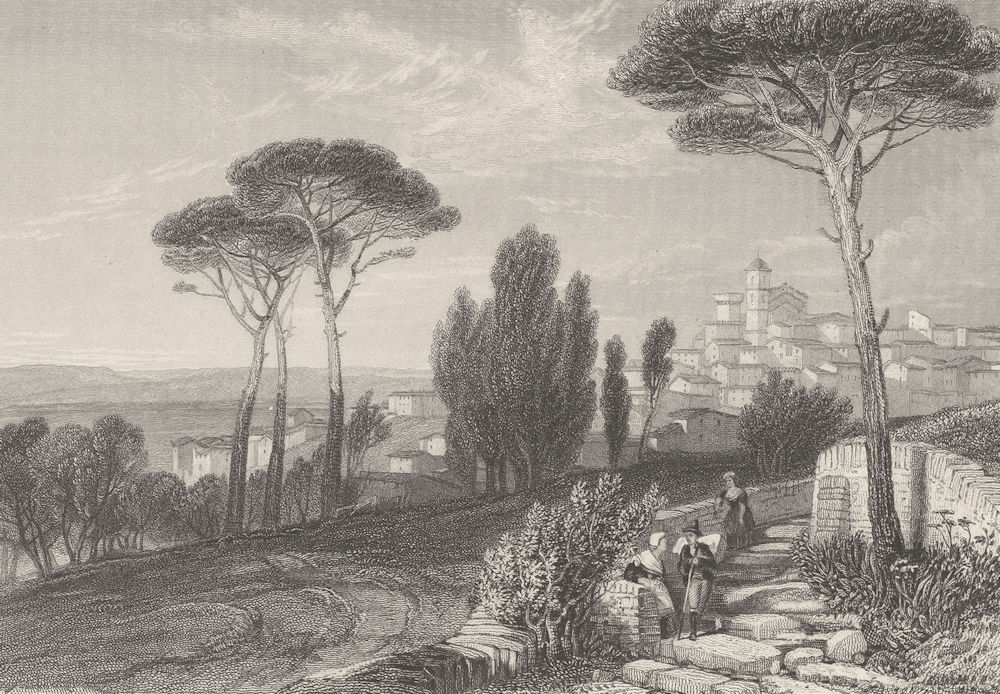 ITALY. Frascati ; Finden 1834 old antique vintage print picture