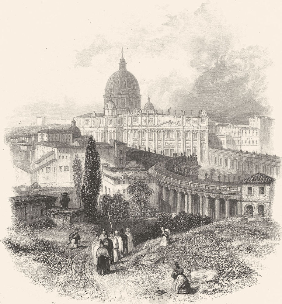 Associate Product ITALY. St Peter's, Rome ; Finden 1834 old antique vintage print picture