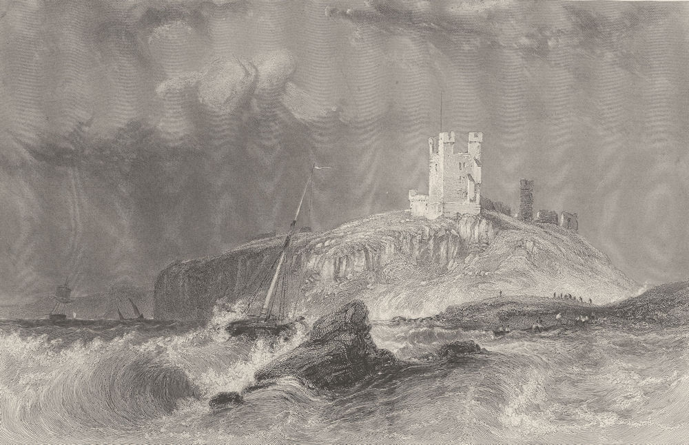 Associate Product Dunstanburgh Castle, from the east. Northumberland. FINDEN 1842 old print