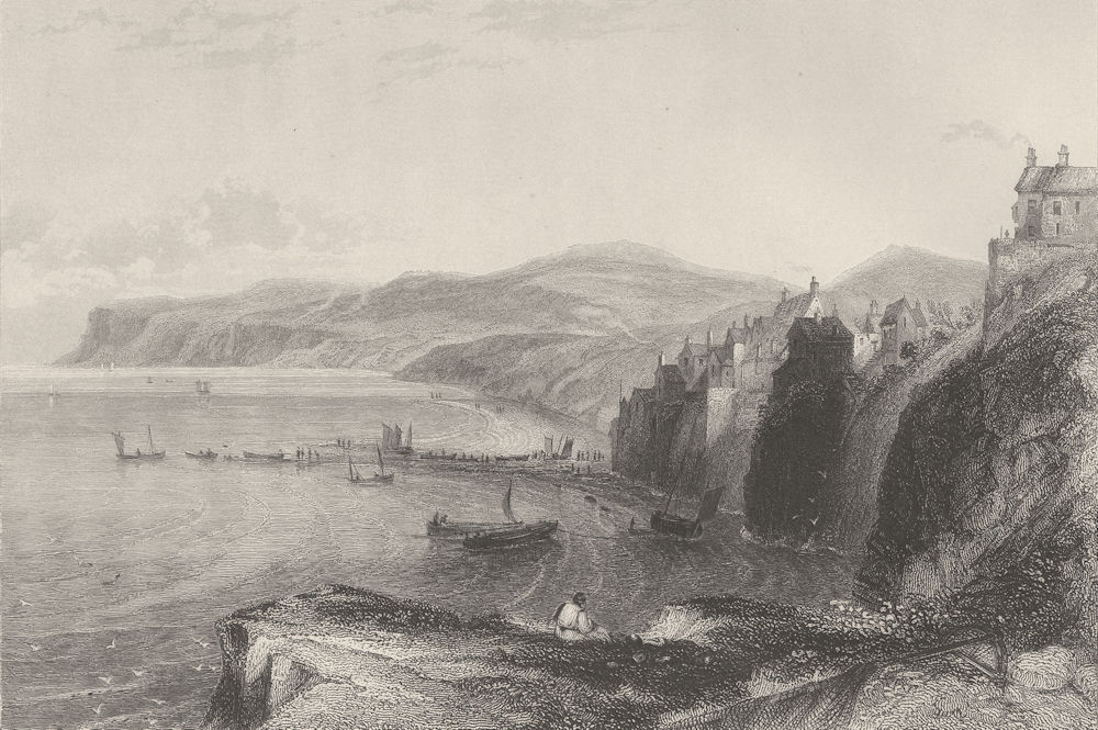 Robin Hood's Bay, Yorkshire. FINDEN 1842 old antique vintage print picture