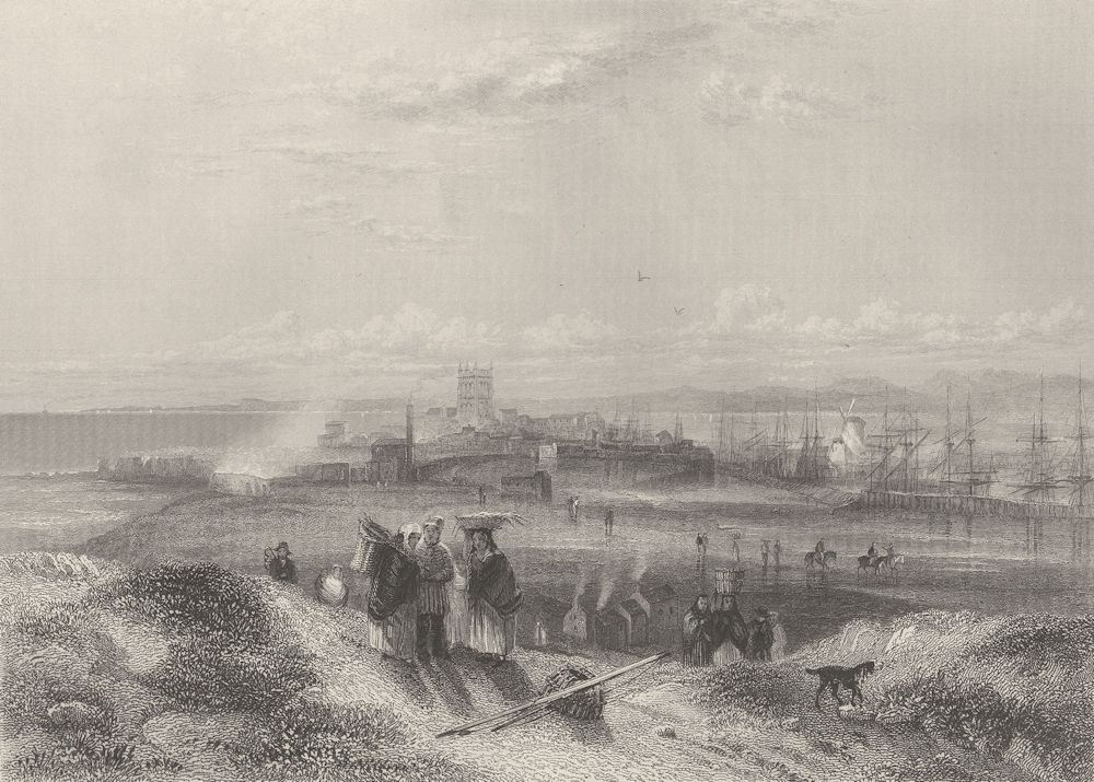 View of Hartlepool. Durham. FINDEN 1842 old antique vintage print picture
