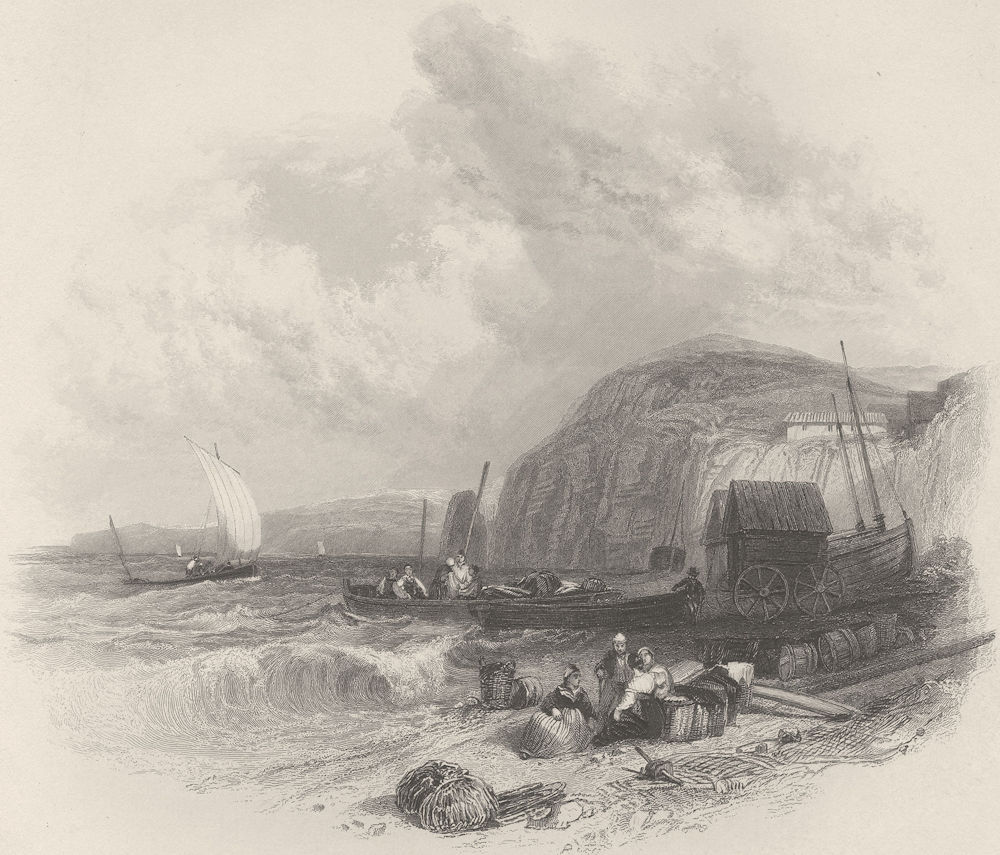 Associate Product View from the beach at Sidmouth, towards the south west. Devon. FINDEN 1842