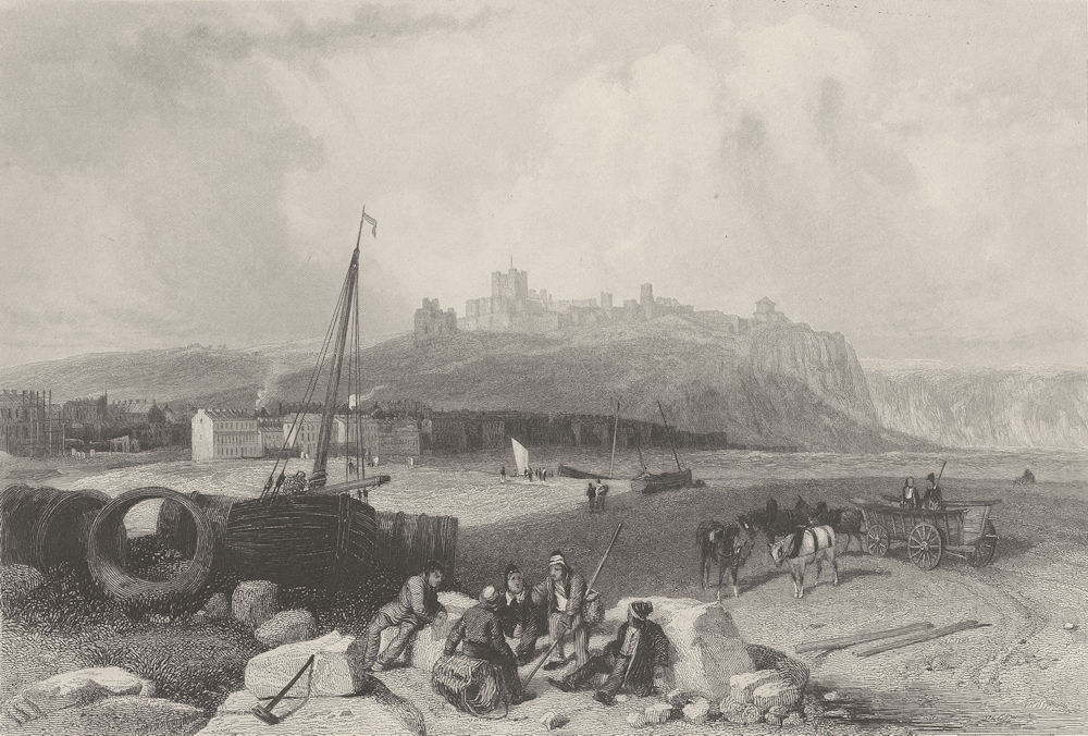 Dover, with the castle, Kent. FINDEN 1842 old antique vintage print picture
