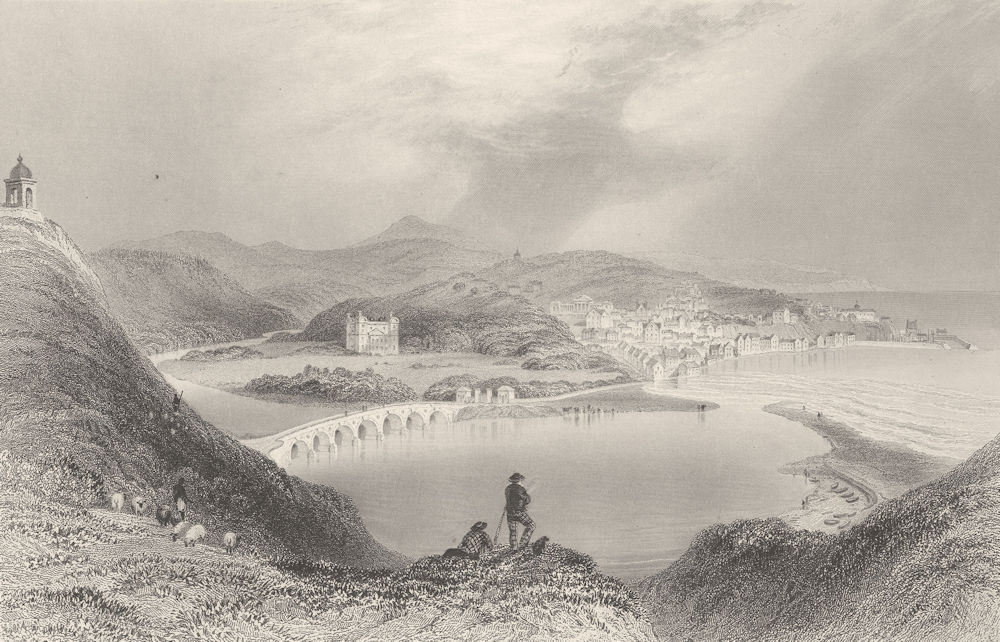 View of Banff, Aberdeenshire, Scotland. BARTLETT 1842 old antique print