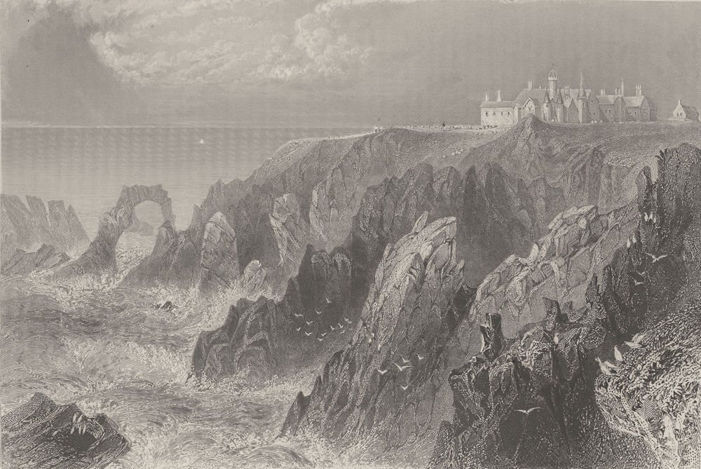 Associate Product Slains Castle, near Peterhead. Earl of Erroll's seat. Scotland. BARTLETT 1842