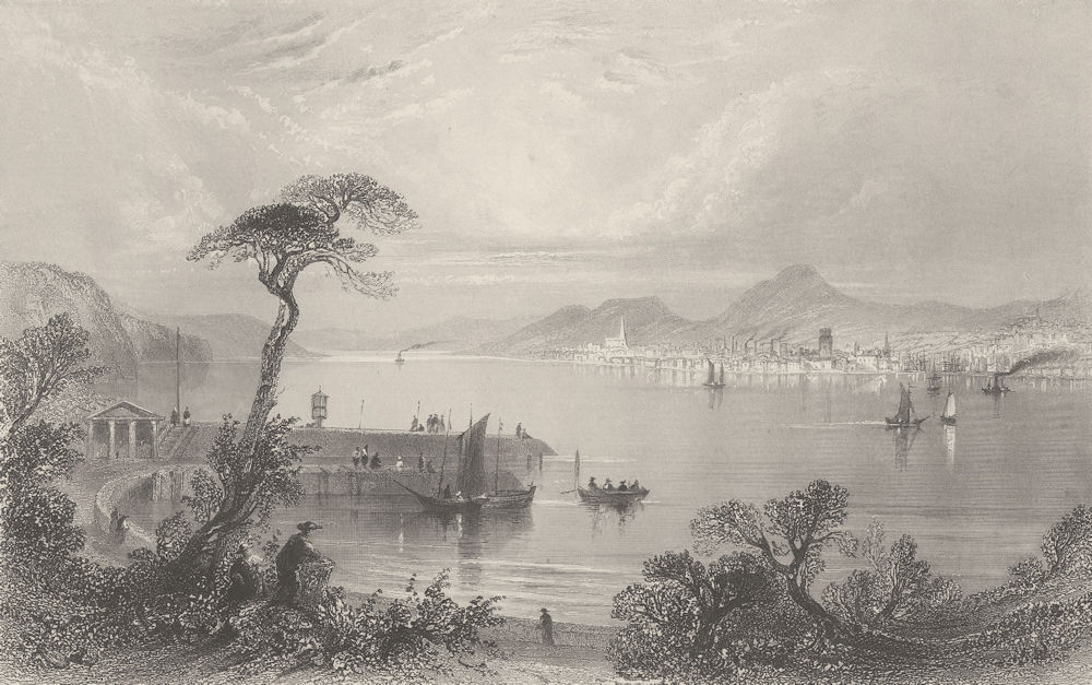 Dundee, from the opposite side of the Tay. Scotland. BARTLETT 1842 old print