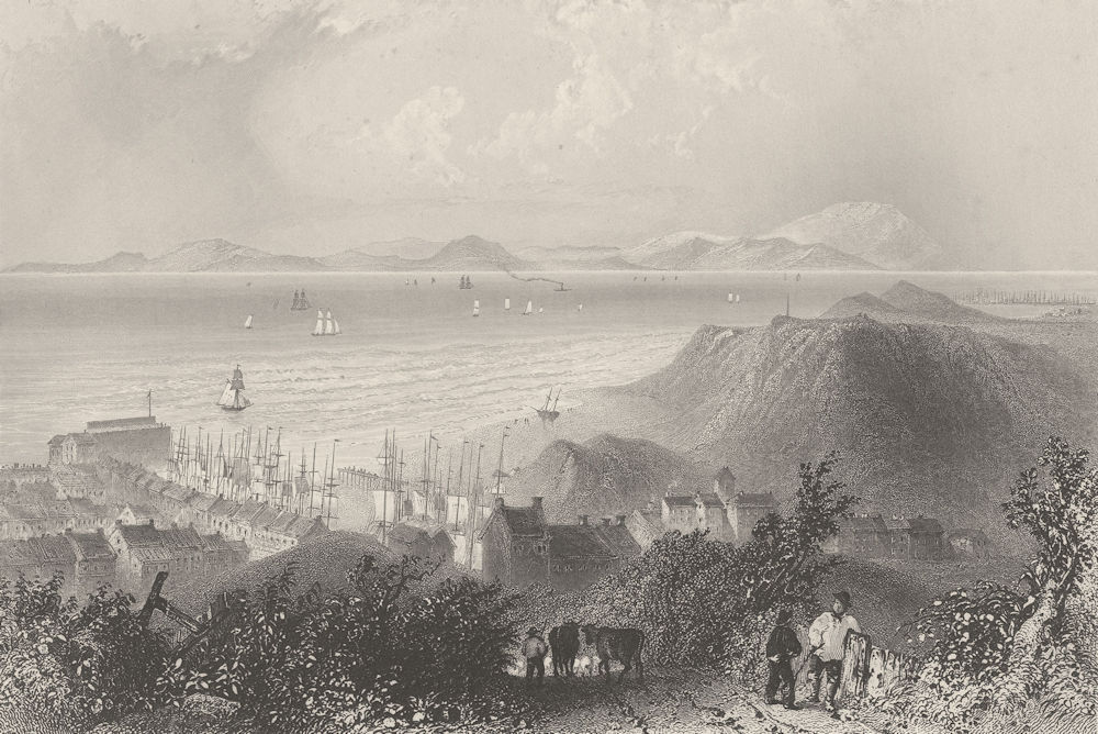 View across the Solway Firth, from Harrington Harbour. Cumbria. BARTLETT 1842
