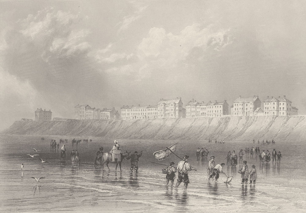 Associate Product Blackpool Sands. Lancashire. BARTLETT 1842 old antique vintage print picture