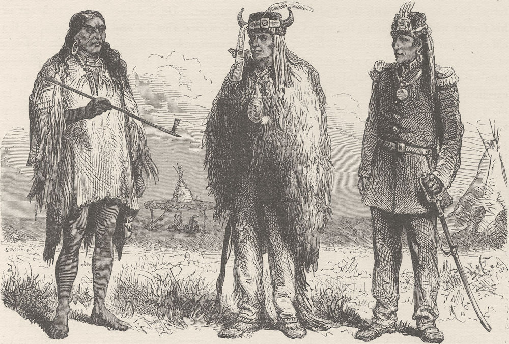 Associate Product USA. Three stages of Civilisation. A sketch near Fort Laramie 1890 old print