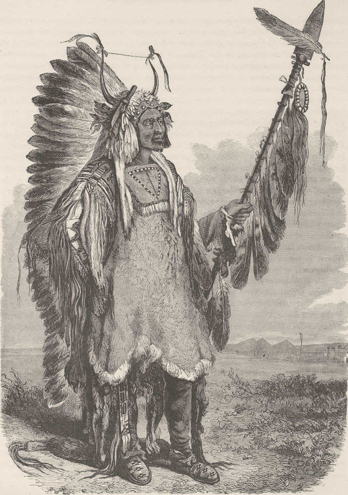 Associate Product DAKOTA. Mah-to-toh-pa, Second Chief of the Mandans in the year1833 1890 print