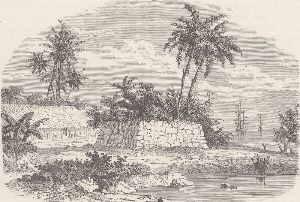 POLYNESIA. Ancient Tomb at Matavai, Tahiti (after Dumont D' Urville)  1890