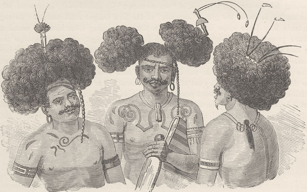 Associate Product PAPAU NEW GUINEA. Modes of dressing the hair practised by the inhabitants 1890