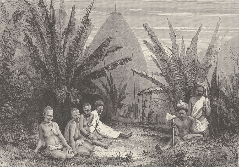Associate Product PACIFIC ISLANDS. House of a Chief, New Caledonia & group Papuans 1890 print