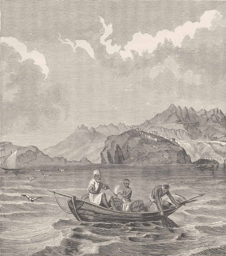 Associate Product SUDAN. An Arab fishing-boat on the Red Sea (Bahr al-Ahmar)  1890 old print