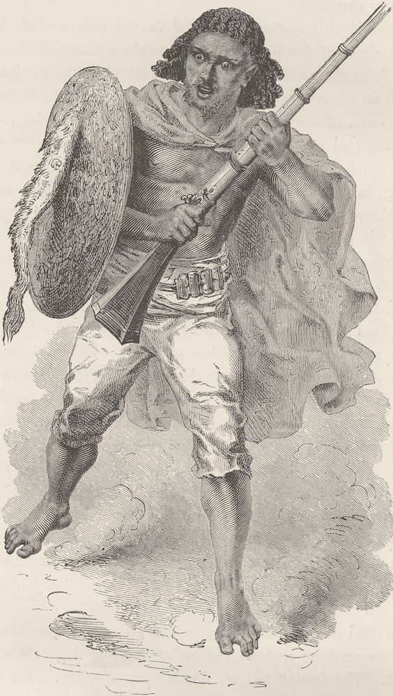 ETHIOPIA. Abyssinian foot-soldier 1890 antique vintage print picture