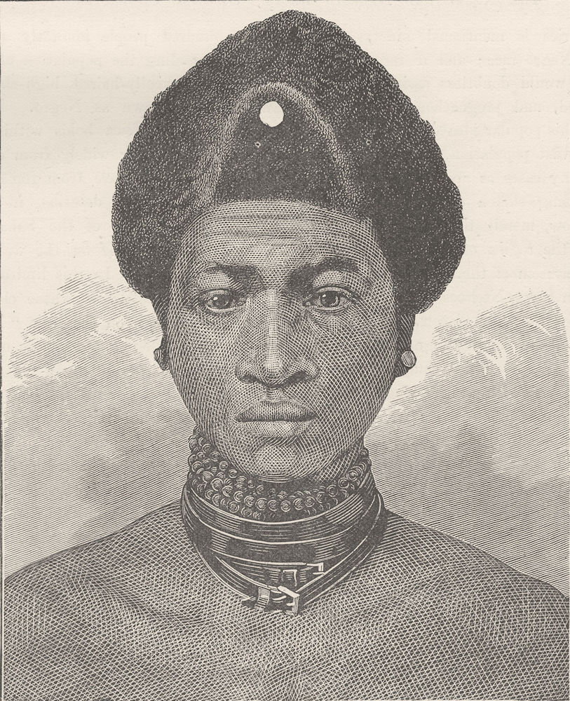 Associate Product SOUTH AFRICA. Zulu Chief, showing Head-dress 1890 old antique print picture