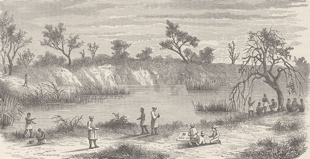 Associate Product TANZANIA. Cameron's party halting near a pond in the Gogo Country 1891 print