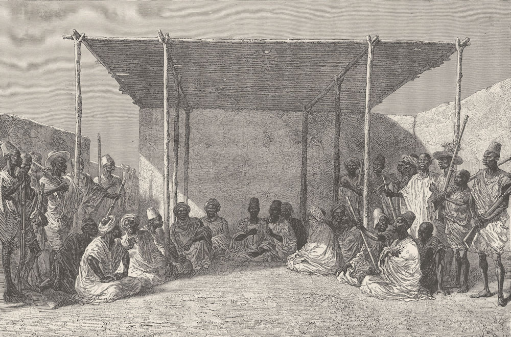 MALI. Ahmadou, King of Bambara, presiding at a palaver, Sego 1891 old print