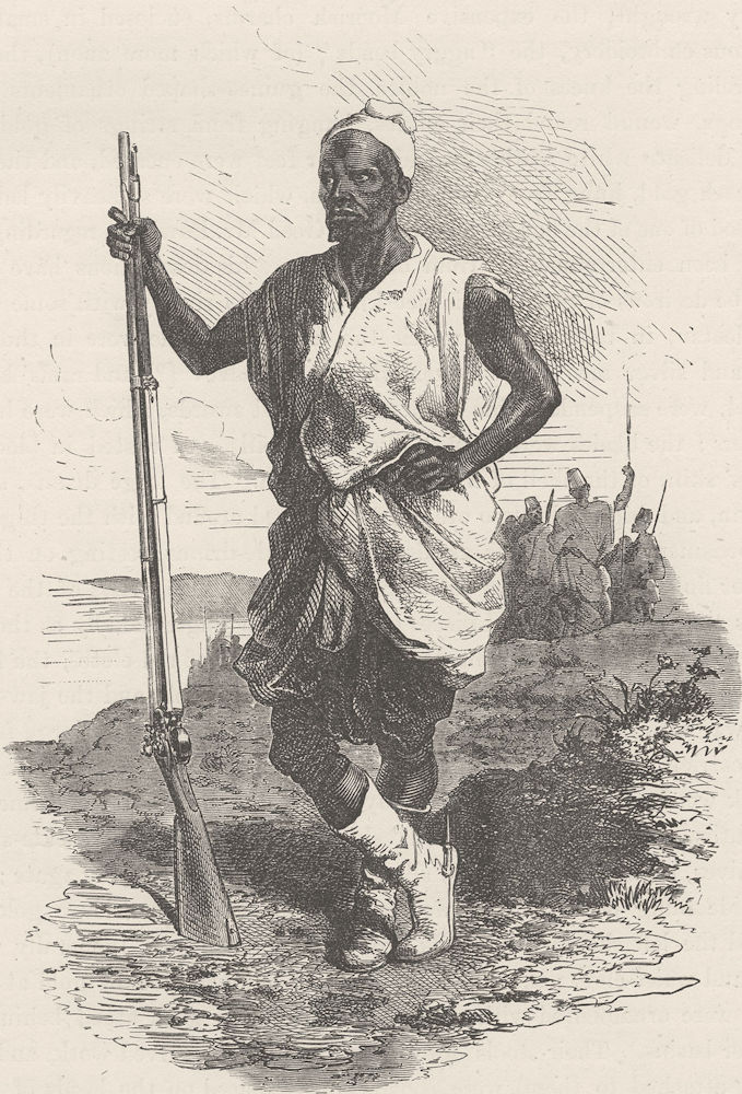 GHANA. Leader of the troops of Pilgrims at Koundian 1891 old antique print