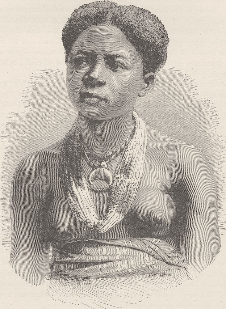 GABON. Akera, a young girl of the Gabon 1891 old antique vintage print picture