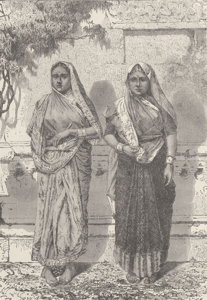 INDIA. Low Caste Hindu women, Bombay (Mumbai)  1891 old antique print picture