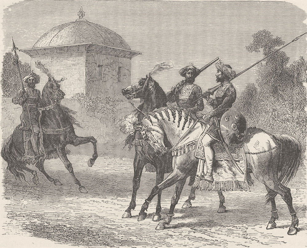 INDIA. Horsemen of the Body-Guard of the Gaikwar of Vadodara 1892 old print