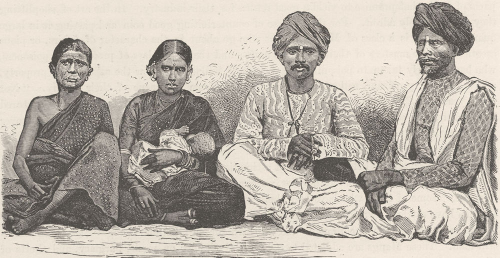 INDIA. Natives of the Deccan 1892 old antique vintage print picture