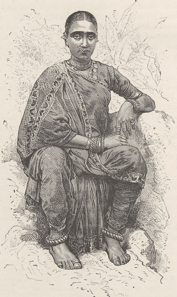 INDIA. Young woman of Madras (Chennai)  1892 old antique vintage print picture