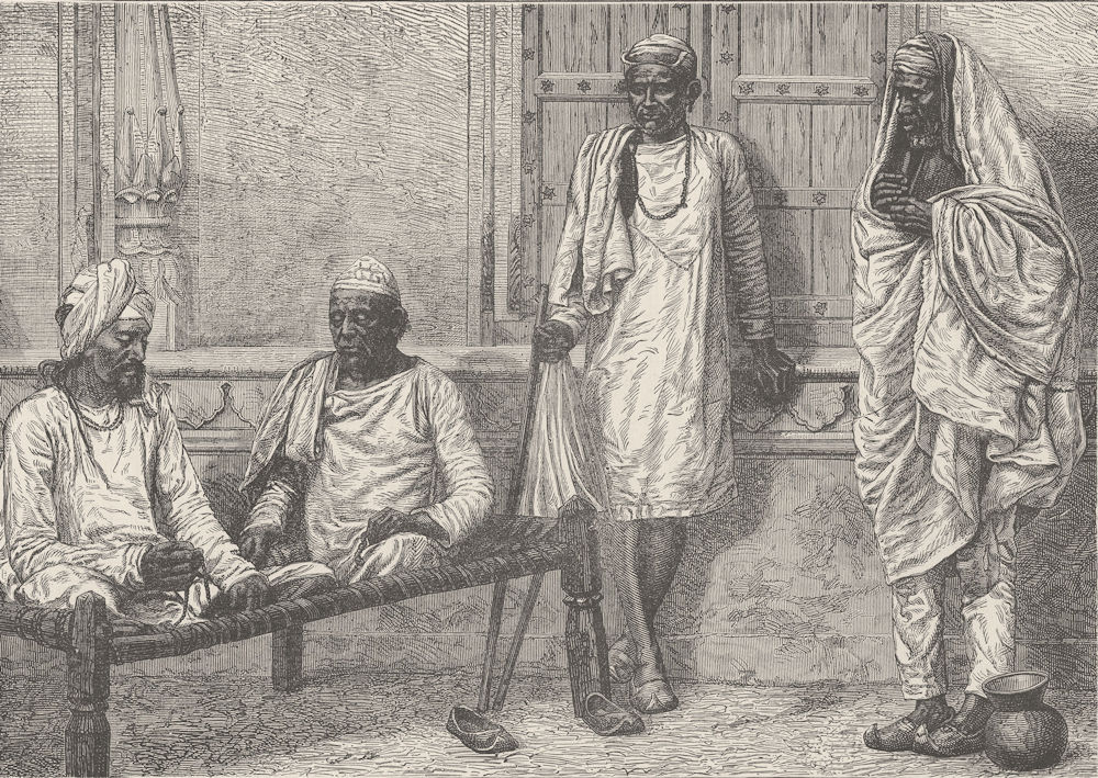 INDIA. Religious mendicants, Varanasi 1892 old antique vintage print picture