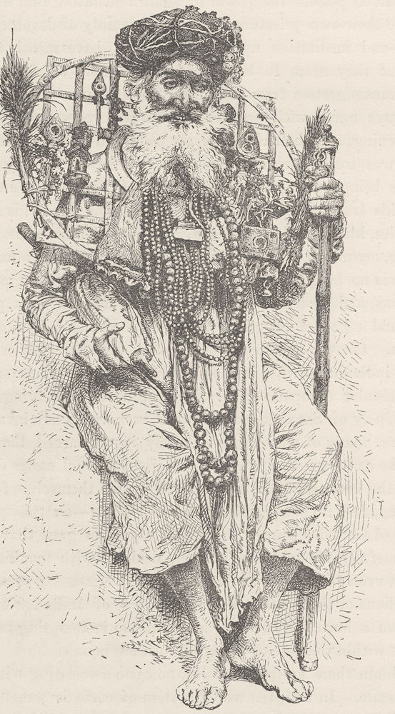 INDIA. Indian Fakir carrying a large circlet of iron around his neck 1892