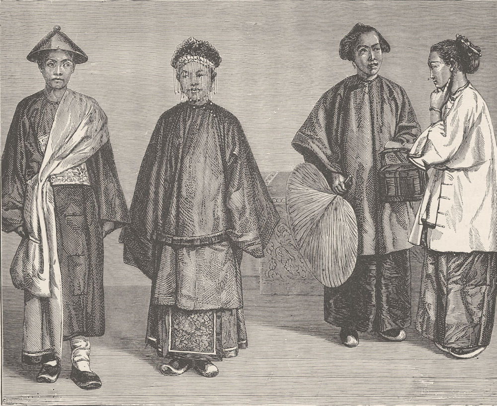 CHINA. Chinese bride and bridegroom 1892 old antique vintage print picture